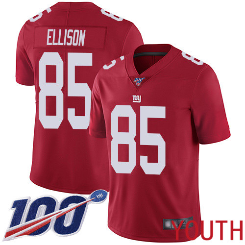 Youth New York Giants #85 Rhett Ellison Red Limited Red Inverted Legend 100th Season Football NFL Jersey